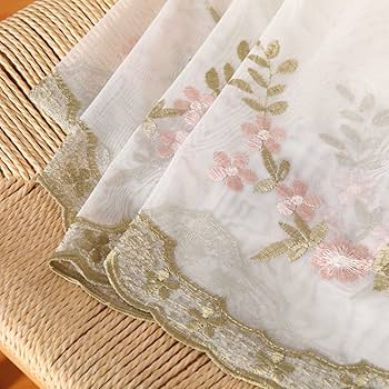 Amazon｜[dhiuebc] レース 短いカーテン 可愛い 花柄の刺繍